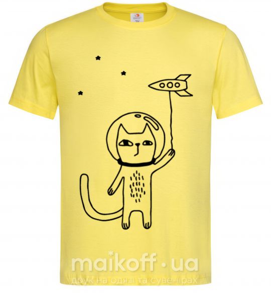 Мужская футболка Cat in space Лимонный фото