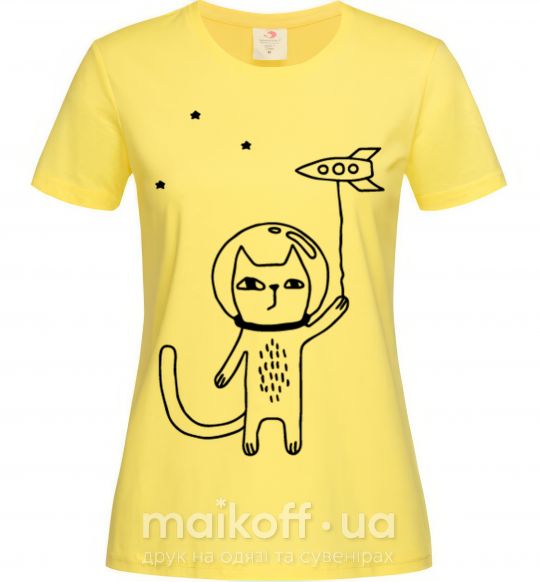 Жіноча футболка Cat in space Лимонний фото