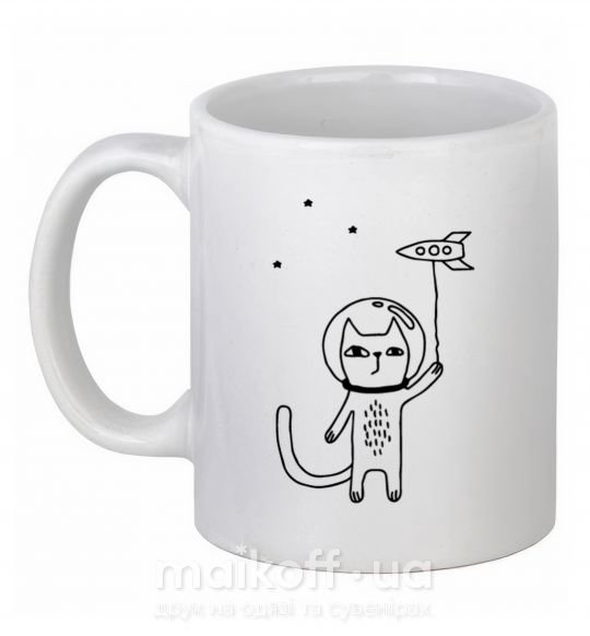 Чашка керамічна Cat in space Білий фото