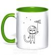 Чашка с цветной ручкой Cat in space Зеленый фото