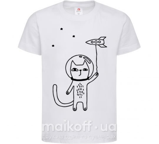 Детская футболка Cat in space Белый фото