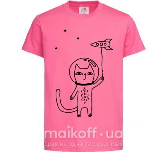 Дитяча футболка Cat in space Яскраво-рожевий фото