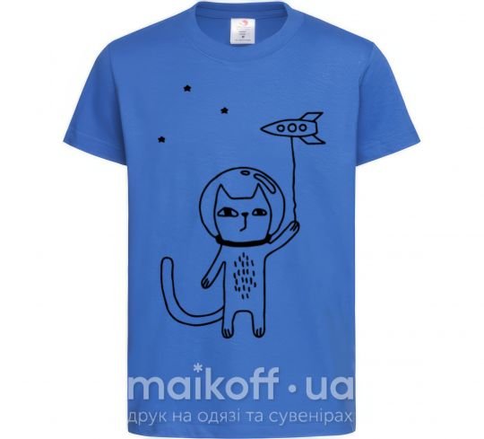 Дитяча футболка Cat in space Яскраво-синій фото