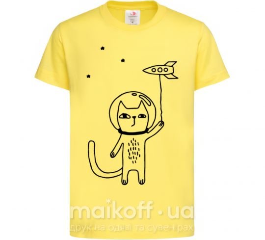 Дитяча футболка Cat in space Лимонний фото