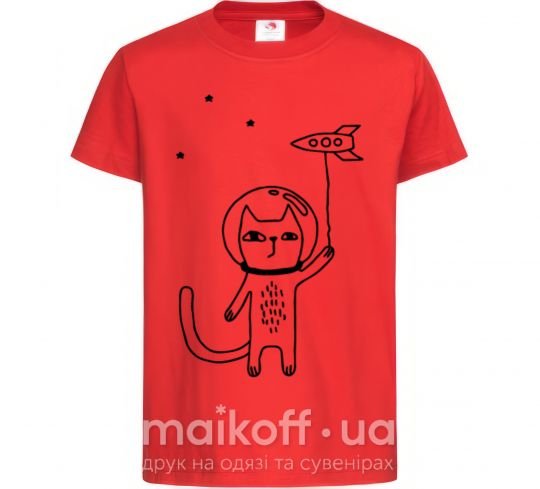 Детская футболка Cat in space Красный фото