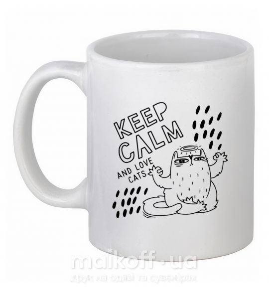 Чашка керамічна Keep calm and love cats Білий фото