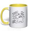 Чашка с цветной ручкой Keep calm and love cats Солнечно желтый фото