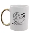 Чашка с цветной ручкой Keep calm and love cats Золото Чашка с цветной ручкой Keep calm and love cats Золото фото