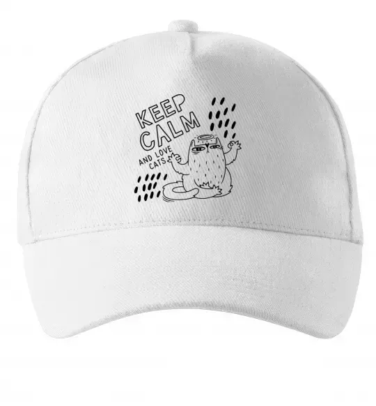 Кепка Keep calm and love cats Білий фото