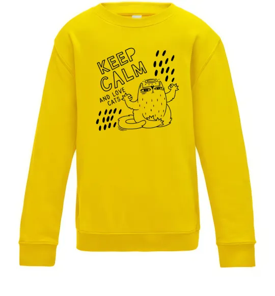 Детский Свитшот Keep calm and love cats Солнечно желтый фото