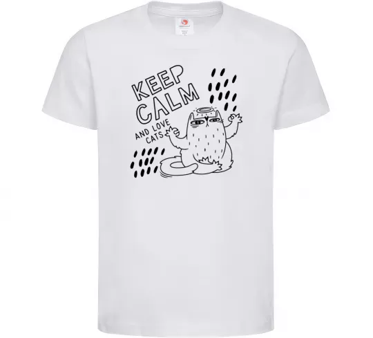 Детская футболка Keep calm and love cats Белый фото