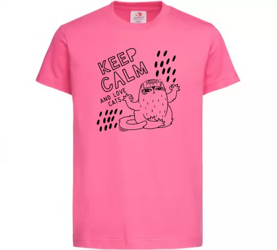 Детская футболка Keep calm and love cats Ярко-розовый фото