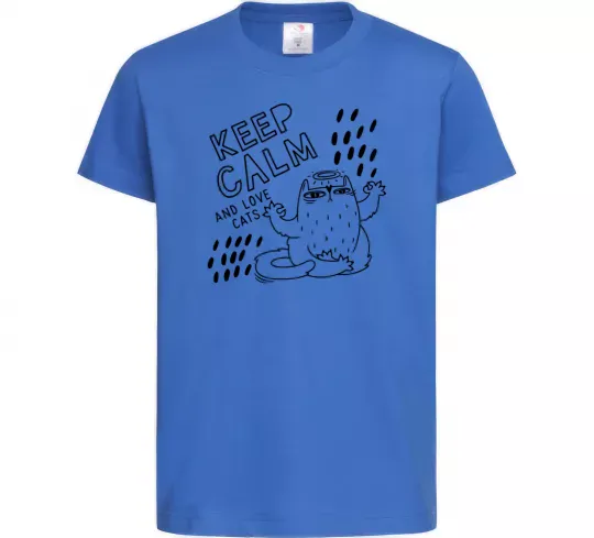 Детская футболка Keep calm and love cats Ярко-синий фото