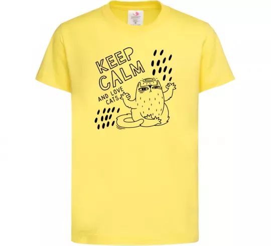 Детская футболка Keep calm and love cats Лимонный фото