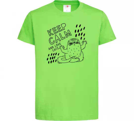 Детская футболка Keep calm and love cats Лаймовый фото