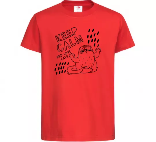 Детская футболка Keep calm and love cats Красный фото