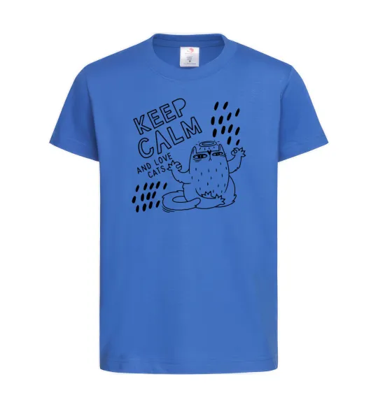 Дитяча футболка Keep calm and love cats Яскраво-синій фото
