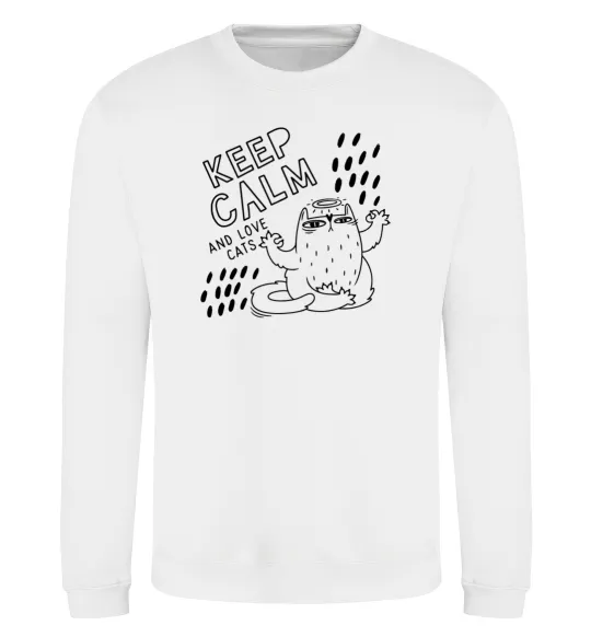Свитшот Keep calm and love cats Белый фото