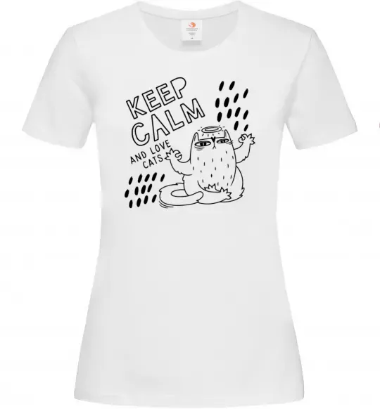 Жіноча футболка Keep calm and love cats Білий фото