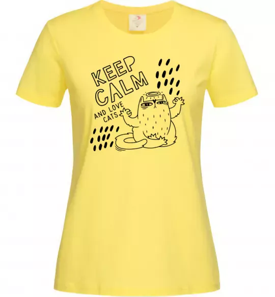 Жіноча футболка Keep calm and love cats Лимонний фото