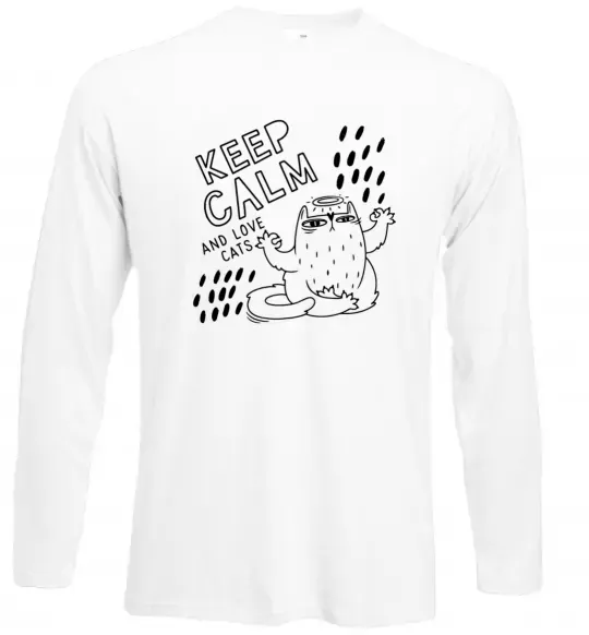 Лонгслив Keep calm and love cats Белый фото
