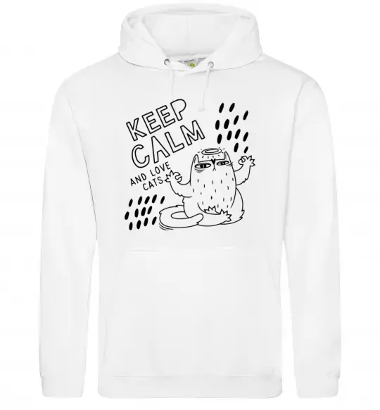 Женская толстовка (худи) Keep calm and love cats Белый фото