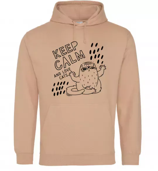Женская толстовка (худи) Keep calm and love cats Песочный фото