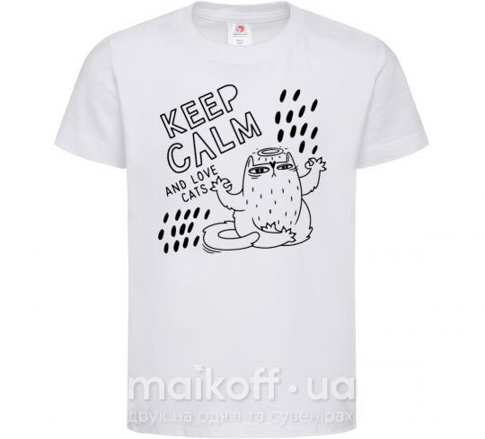 Дитяча футболка Keep calm and love cats Білий фото