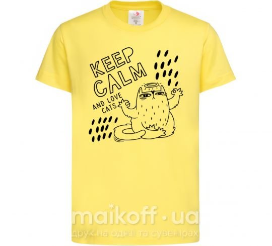 Дитяча футболка Keep calm and love cats Лимонний фото