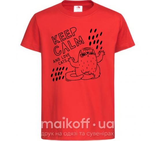 Дитяча футболка Keep calm and love cats Червоний фото