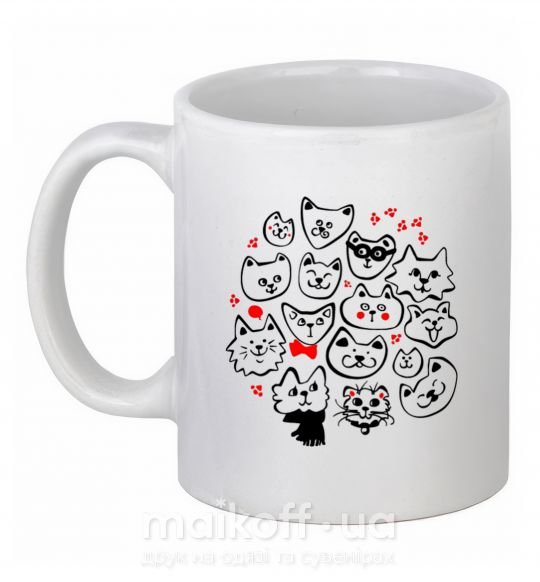 Чашка керамічна Cat's faces Білий фото