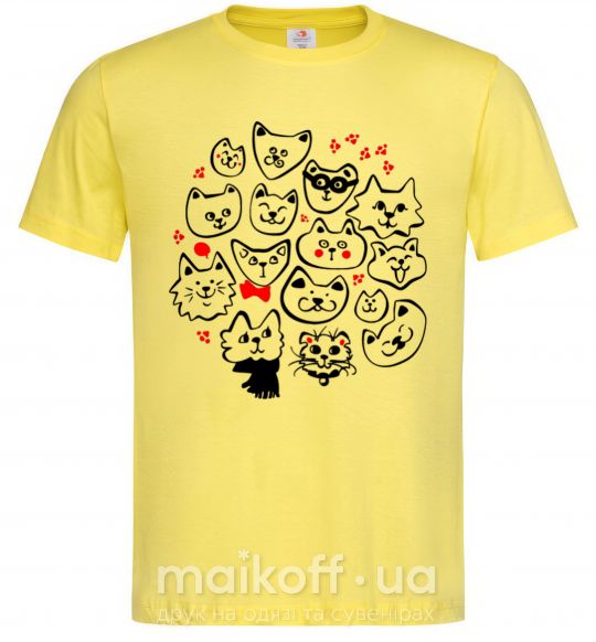 Мужская футболка Cat's faces Лимонный фото