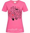 Женская футболка Cat's faces Ярко-розовый фото
