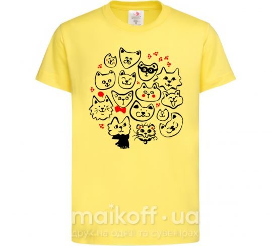Дитяча футболка Cat's faces Лимонний фото