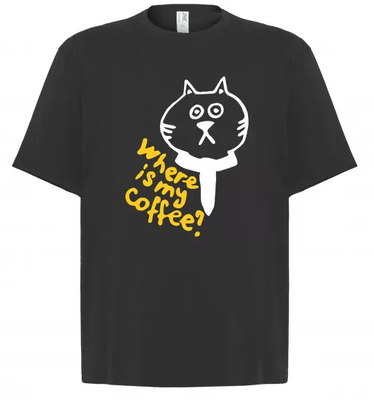 Футболка Оверсайз Where is my coffee Чорний фото
