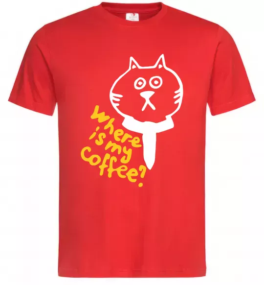 Мужская футболка Where is my coffee Красный фото