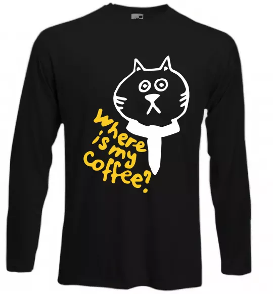 Лонгслив Where is my coffee Черный фото