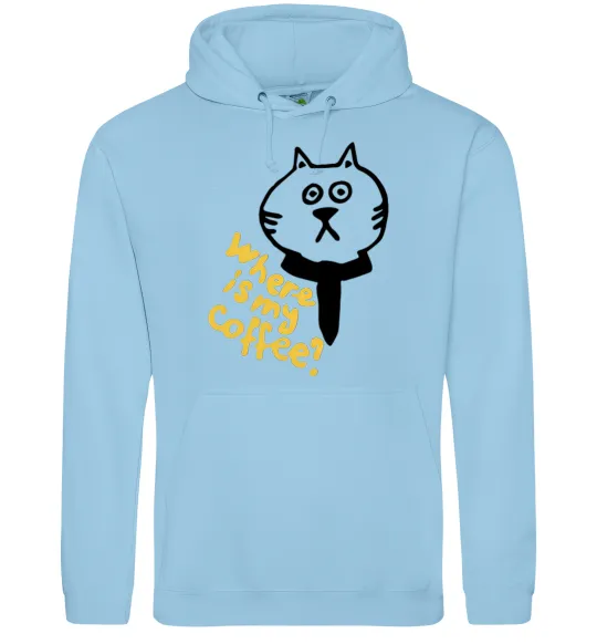 Чоловіча толстовка (худі) Where is my coffee Блакитний фото