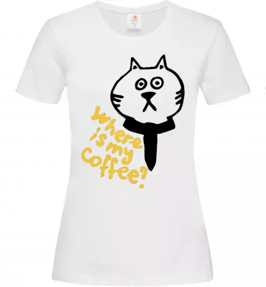 Жіноча футболка Where is my coffee Білий фото