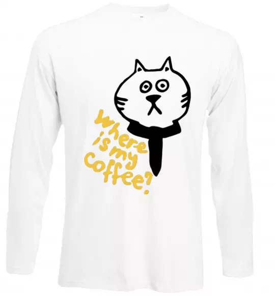 Лонгслив Where is my coffee Белый фото