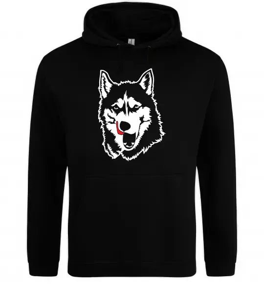 Мужская толстовка (худи) Husky licked Черный фото