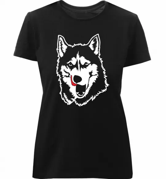 Женская премиум футболка Husky licked Черный фото