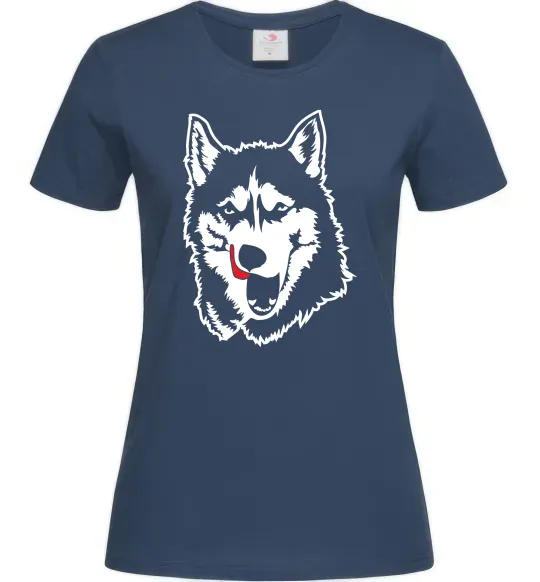 Женская футболка Husky licked Темно-синий фото