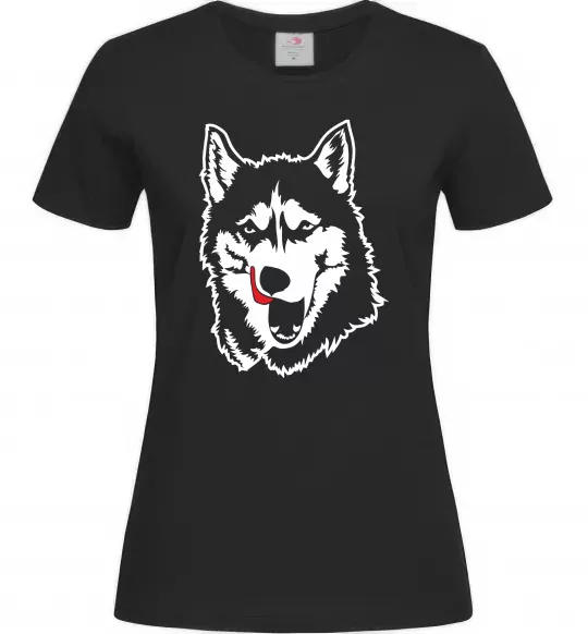 Женская футболка Husky licked Черный фото