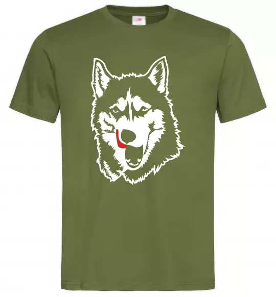 Чоловіча футболка Husky licked Оливковий фото
