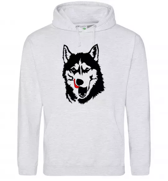 Мужская толстовка (худи) Husky licked Серый меланж фото