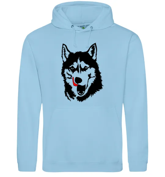 Мужская толстовка (худи) Husky licked Голубой фото