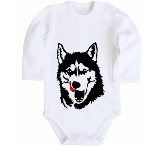 Дитячий бодік Husky licked Білий фото