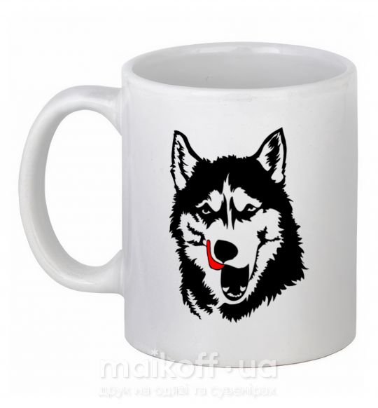 Чашка керамическая Husky licked Белый фото
