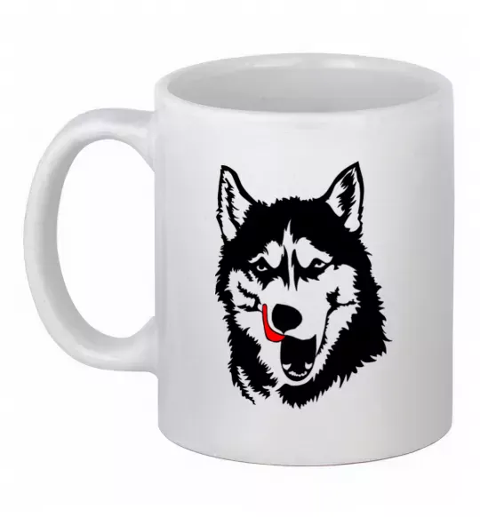Чашка керамическая Husky licked Белый фото